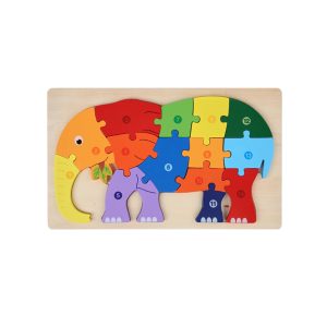 Merryelf-Jigsaw puzzles-Safari Animals Shaped Wooden Jigsaw Puzzles for Toddlers Ages 1-3, Level-up Puzzles for Beginner, Montessori Learning Toys Preschool Educational Activity for Kids Ages 2-5