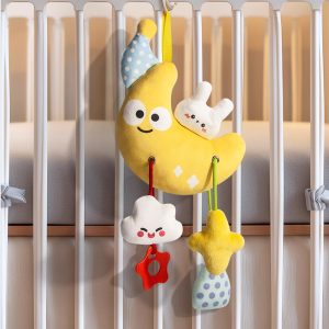 Merryelf-Infant toys-Baby Crib Hanging Rattles Toys - Infant Baby Worm Crib Bed Around Rattle Bell Cartoon Spiral Hanging Toy with Ringing Bell for Infants Bed Stroller Car